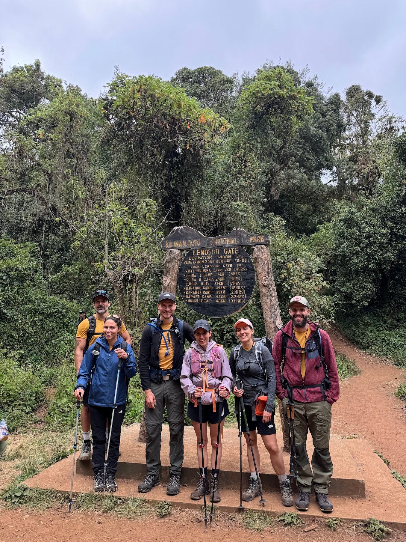 Our group at the Lemosho Gate sign