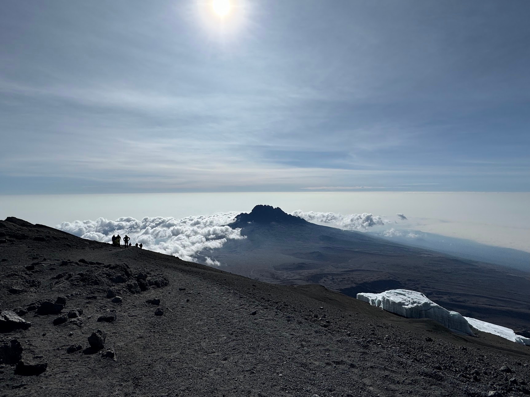 The Mawenzi cone rising above the clouds