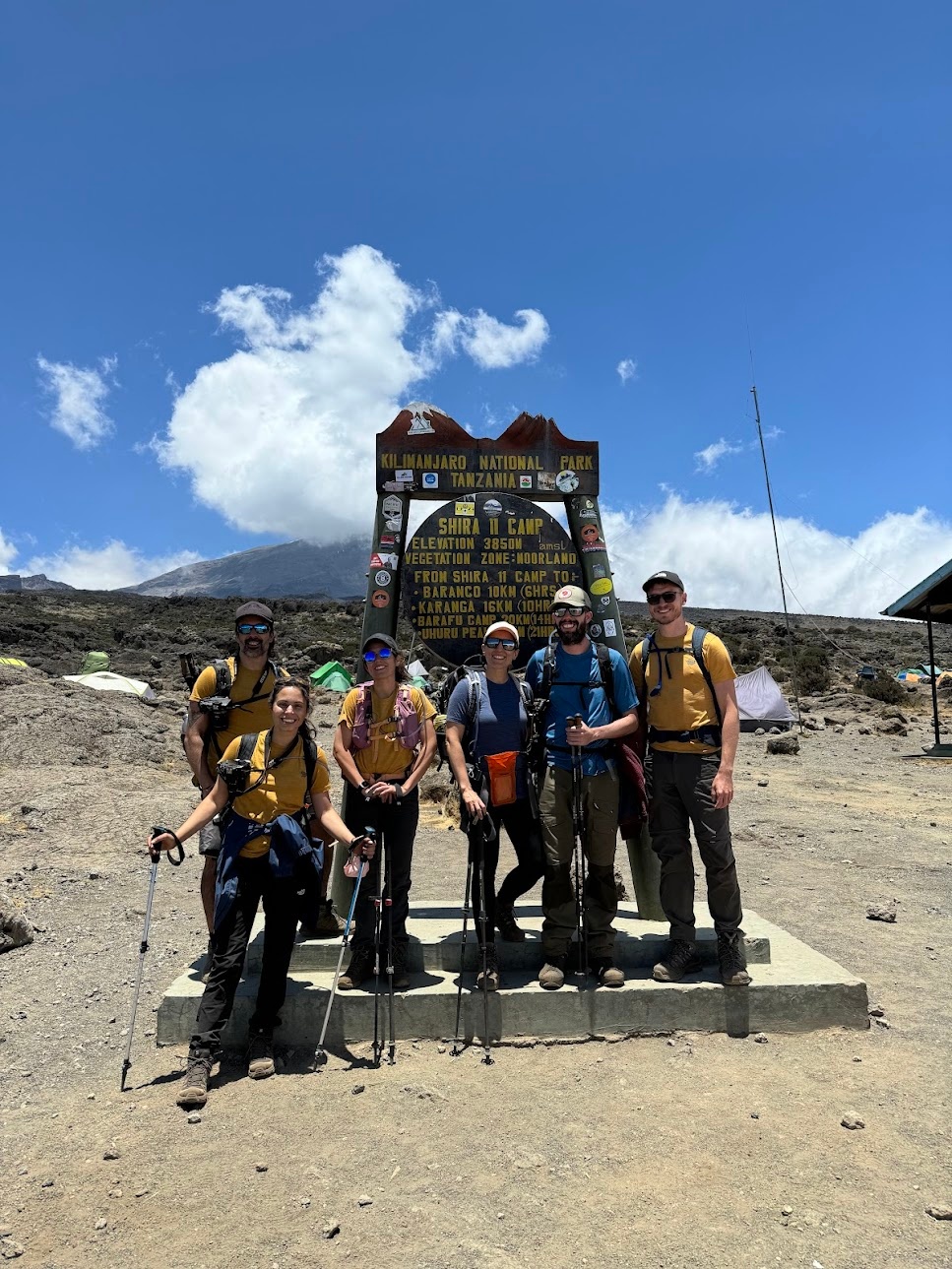 Team arriving at the Shira II campsite