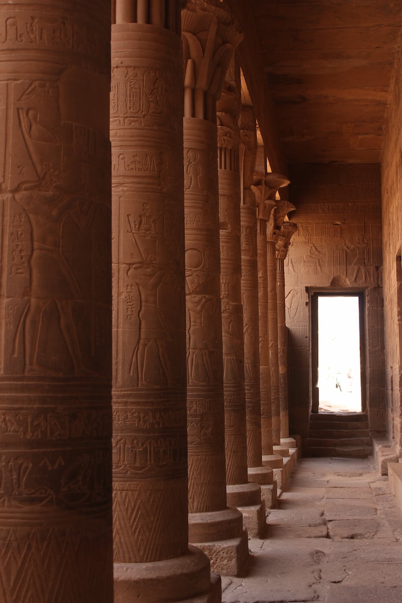 Colonnade in the outer or the forecourt, Philae Temple