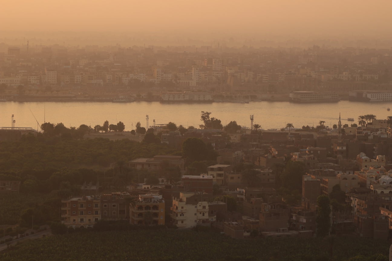 Luxor photographed from hot air balloon during sun rise