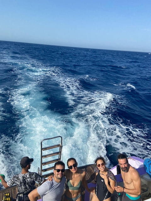 Group of friends on a boat