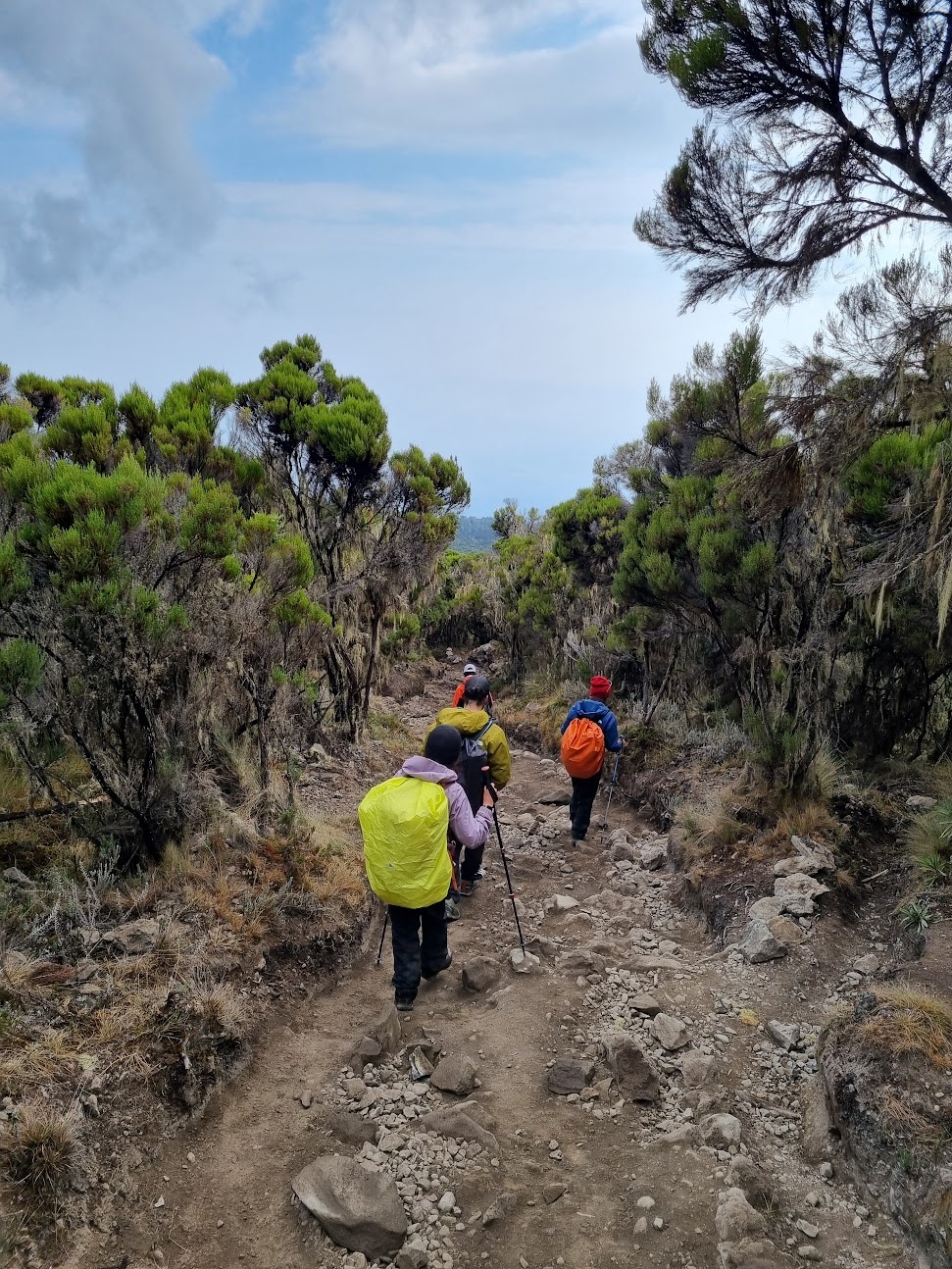 Making our way down the mountain, the sky clearing after a few hours of rain