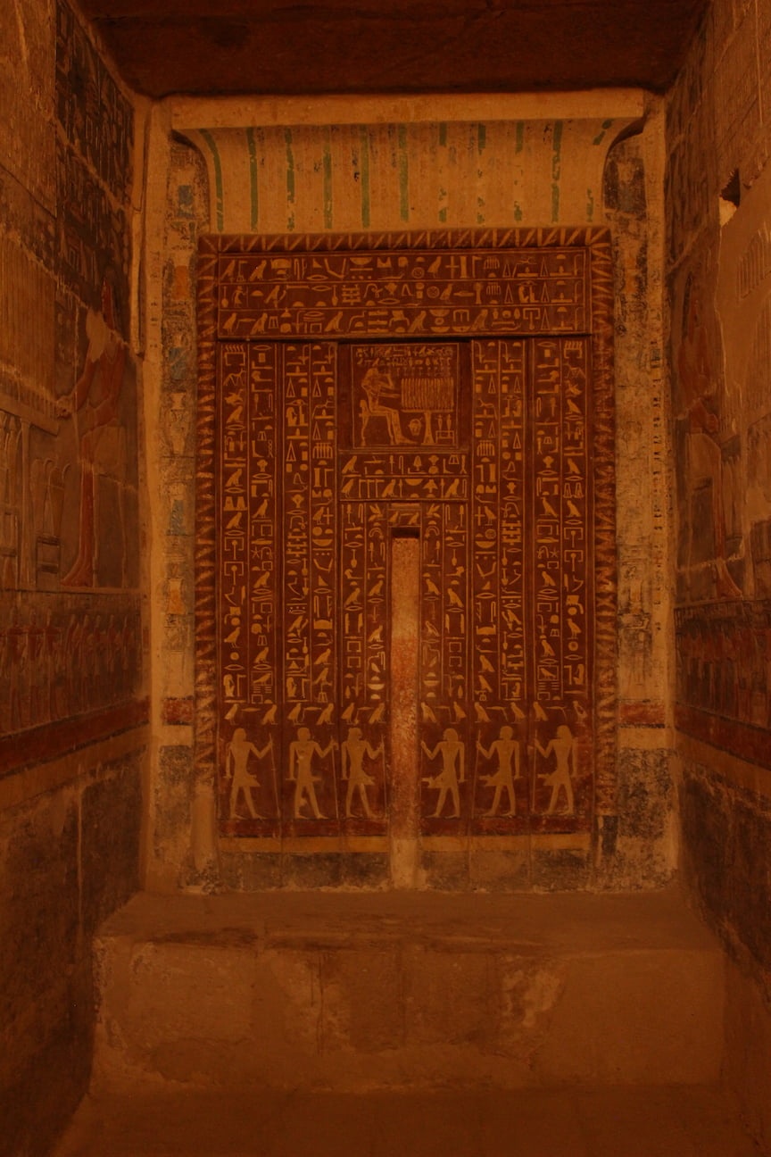 Hieroglyphs inside a tomb in Saqqara