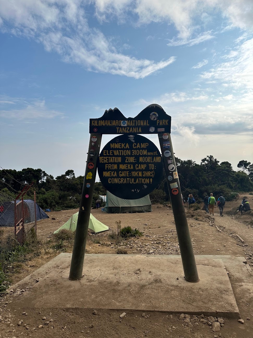 Sign at the entrance of Mweka Camp